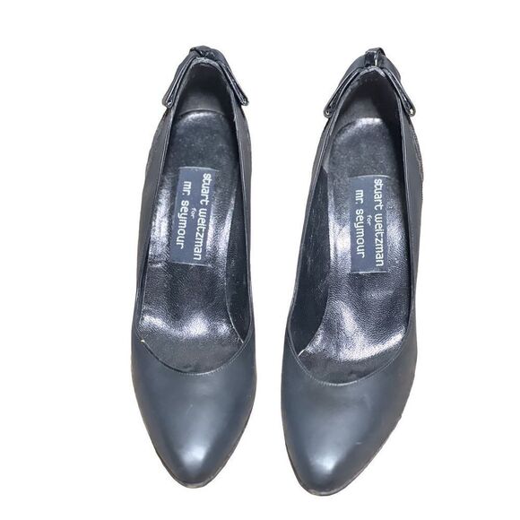 Vintage Stuart Weitzman for Mr. Seymour Matte Black Leather Pumps Size 7 - Picture 3 of 6